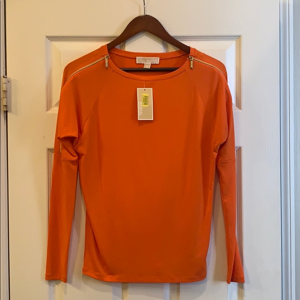 NWT Michael Kors Zippered Sleeve Top, Size XS